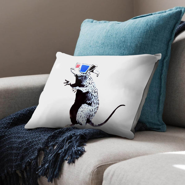 Banksy Rat Wearing 3D Glases Cushion Cushion Cushion Landscape Clock Canvas