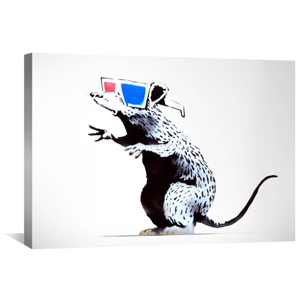 Banksy Rat Wearing 3D Glasses Canvas Art Clock Canvas