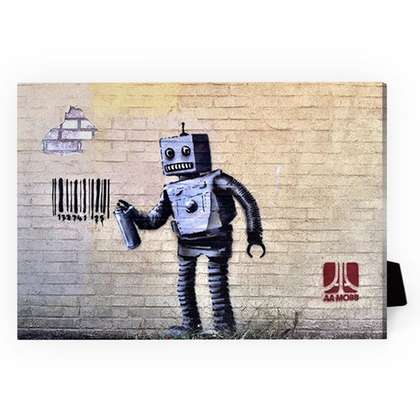 Banksy Robot Desktop Canvas Desktop Canvas 18 x 13cm Clock Canvas