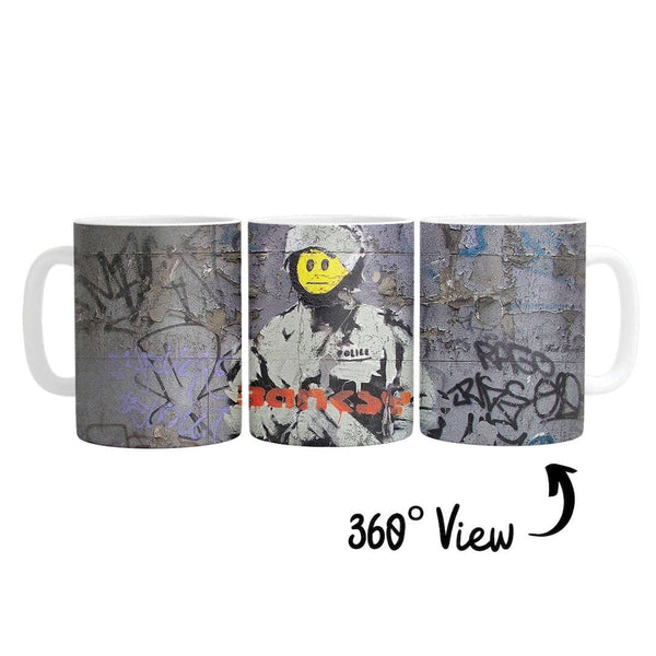 Banksy Smiley Riot Cop Mug Mug White Clock Canvas