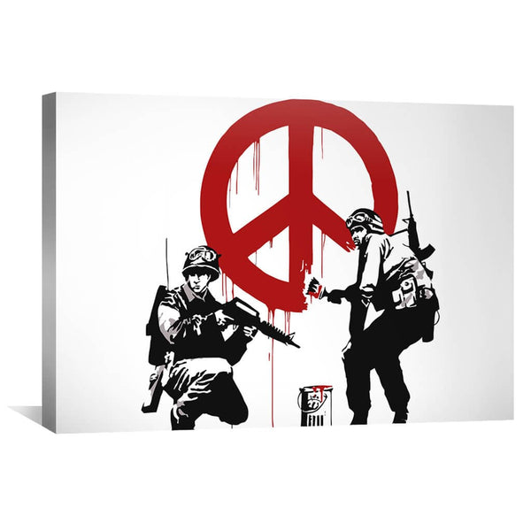 Banksy Soldiers Painting CND Sign Canvas Art Clock Canvas