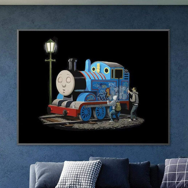 Banksy Thomas the Tank Engine Canvas Art Clock Canvas