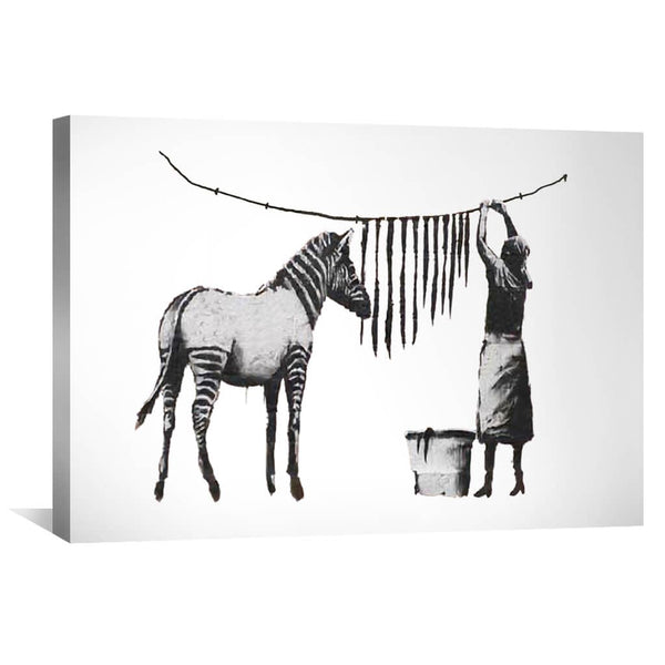 Banksy Washing Zebra Stripes Canvas Art Clock Canvas