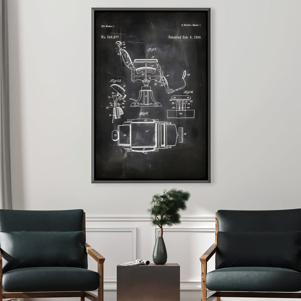 Barber Chair Blue print Canvas Art Clock Canvas