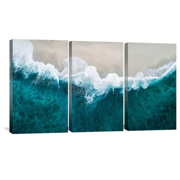 Beach Canvas Art Set of 3 / 40 x 60cm / Unframed Canvas Print Clock Canvas