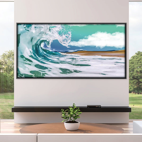 Beach Wave Canvas Art 50 x 25cm / Unframed Canvas Print Clock Canvas