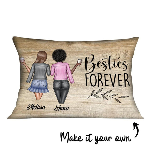 Besties Forever Cushion Customizer Landscape Cushion / Polyester Linen / 48 x 33cm Clock Canvas