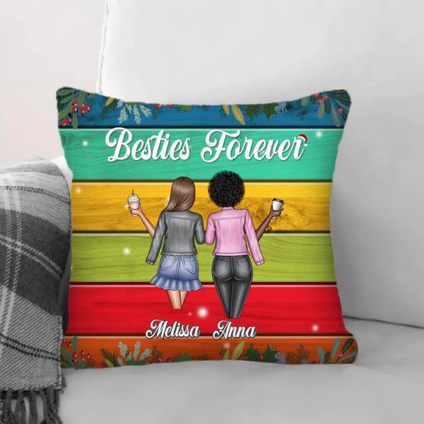 Besties Forever Girlfriends Cushion Customizer Square Cushion / Polyester Linen / 45 x 45cm Clock Canvas