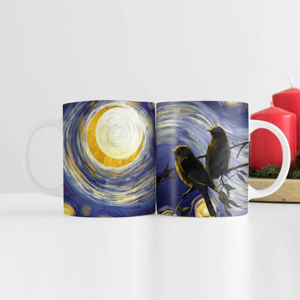 Birds in the Night Mug Mug White Clock Canvas