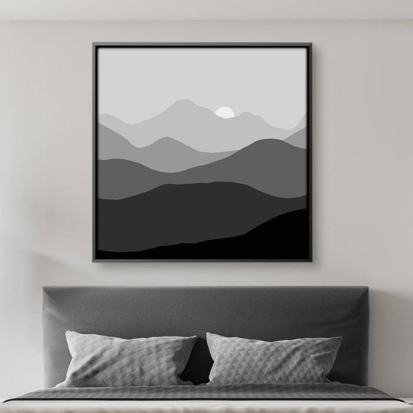 Black and White Mountains Canvas Art Clock Canvas