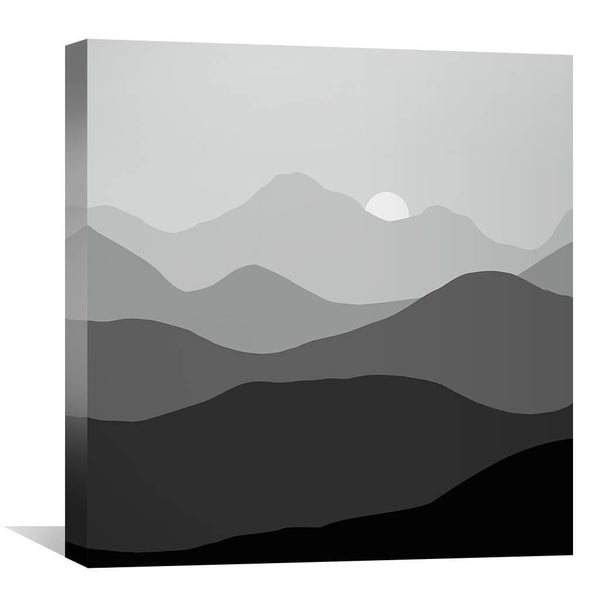 Black and White Mountains Canvas Art Clock Canvas