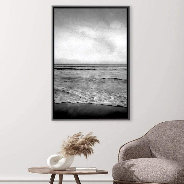 Black and White Shore Canvas Art Clock Canvas