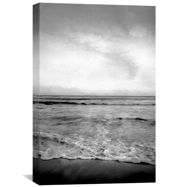 Black and White Shore Canvas Art 30 x 45cm / Unframed Canvas Print Clock Canvas