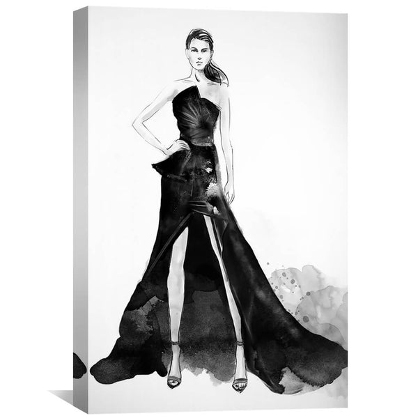 Black Gown Canvas Art 30 x 45cm / Unframed Canvas Print Clock Canvas