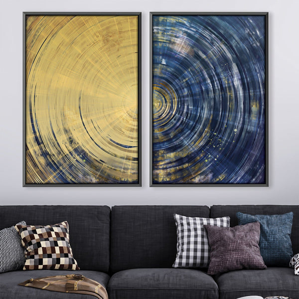 Blue Meets Yellow Canvas Art Clock Canvas