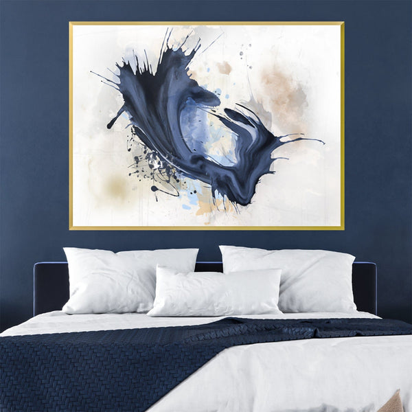 Blue Splatter Canvas Art Clock Canvas