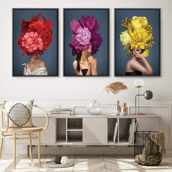 Bouquet Woman Canvas Art Clock Canvas