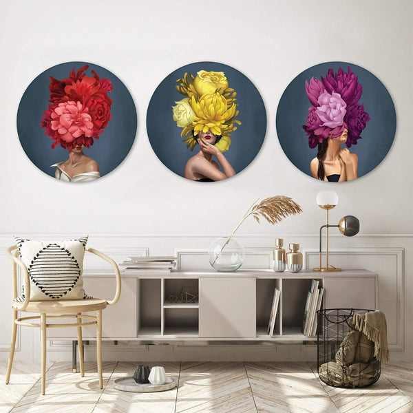 Bouquet Woman Canvas - Circle Art Clock Canvas