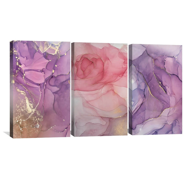 Brushed Petal Canvas Art Set of 3 / 40 x 60cm / Unframed Canvas Print Clock Canvas