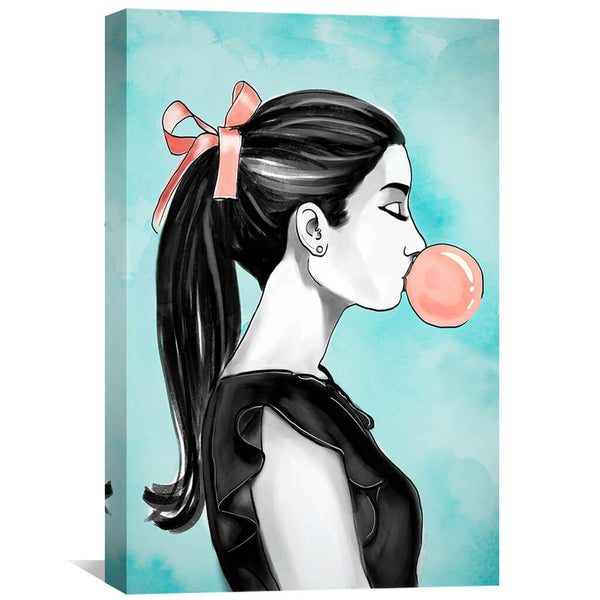 Bubble Gum Ribbon Canvas Art 30 x 45cm / Unframed Canvas Print Clock Canvas