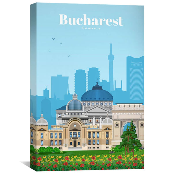 Bucharest Canvas - Studio 324 Art 30 x 45cm / Unframed Canvas Print Clock Canvas