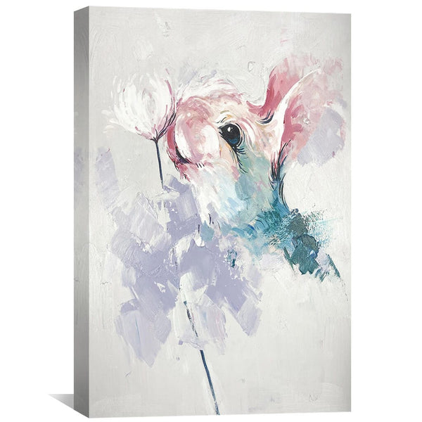 Bunny Flowers Oil Painting Oil Clock Canvas