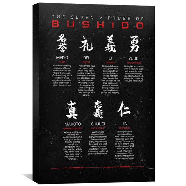 Bushido Code Black Canvas Art Clock Canvas