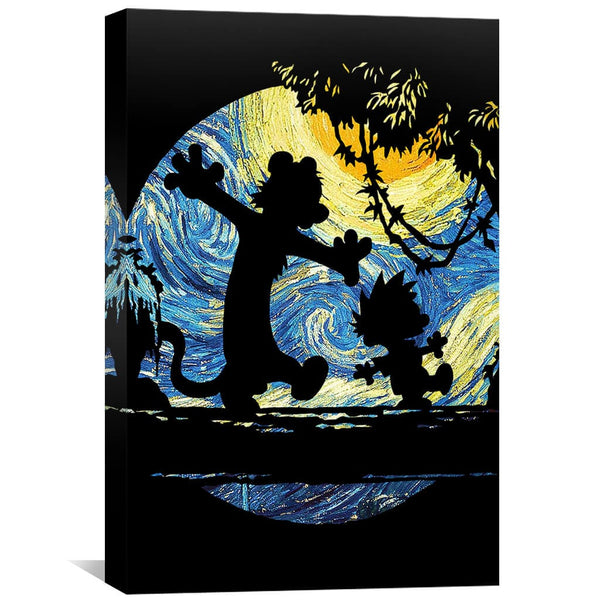 Calvin and Hobbes Moon 1 Canvas Art 30 x 45cm / Unframed Canvas Print Clock Canvas