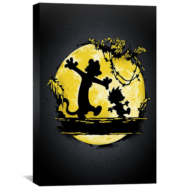 Calvin and Hobbes Moon Canvas Art 30 x 45cm / Unframed Canvas Print Clock Canvas