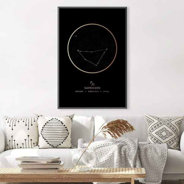 Capricorn Traits Gold Canvas Art Clock Canvas