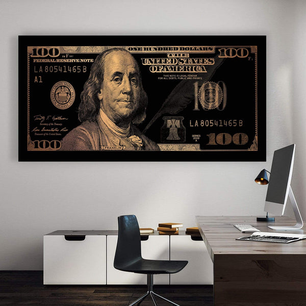 Cash Money - Gold Canvas Art Clock Canvas