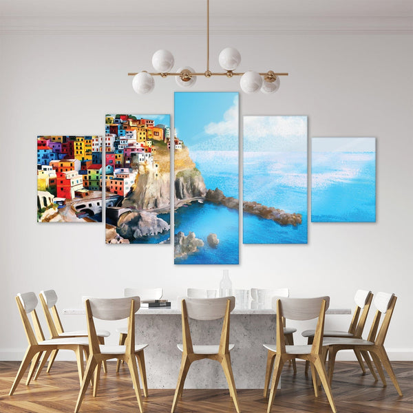 Cinque Terre Canvas - 5 Panel Art 5 Panel / Large / Standard Gallery Wrap Clock Canvas