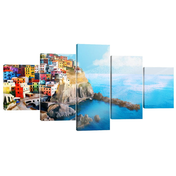 Cinque Terre Canvas - 5 Panel Art Clock Canvas