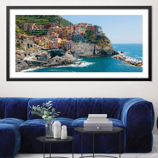 Cinque Terre Coastline Print Art Clock Canvas