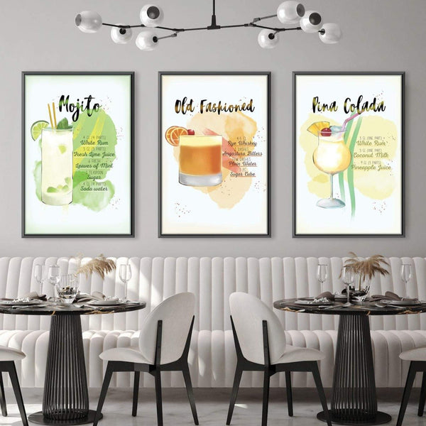 Cocktail Recipes Canvas Art Clock Canvas