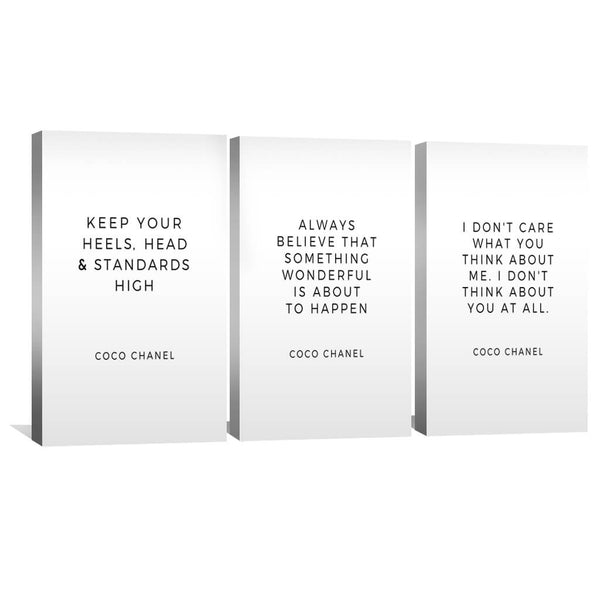 CoCo Quotes Canvas Art Set of 3 / 40 x 60cm / Unframed Canvas Print Clock Canvas