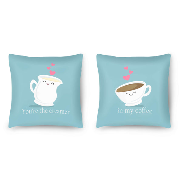 Coffee and Cream Love Cushion Cushion Clock Canvas