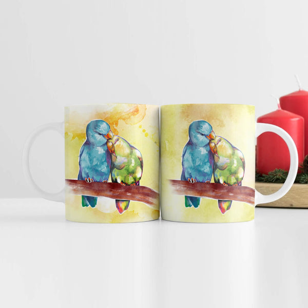 Cute Love Birds Mug Mug White Clock Canvas