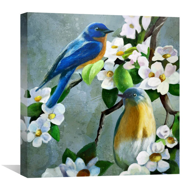 Daisy Blue Birds Canvas Art Clock Canvas