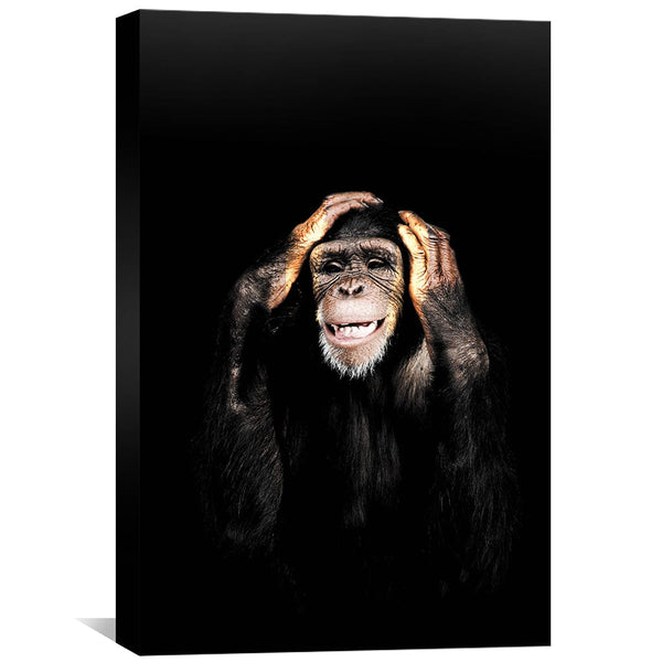 Dark Monkey Hear No Evil Canvas Art Clock Canvas