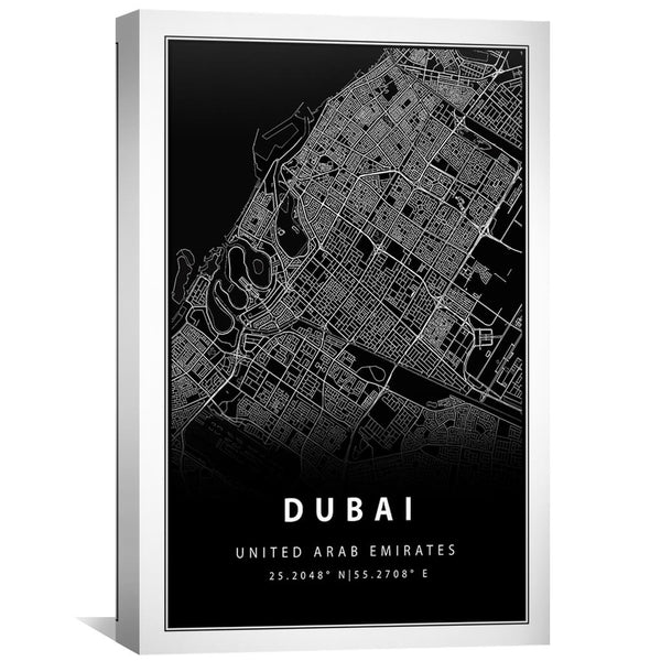 Dubai Black Map Canvas Art Clock Canvas