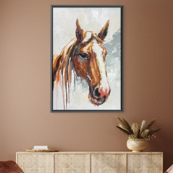 Elegant Horse Oil Painting Oil Clock Canvas