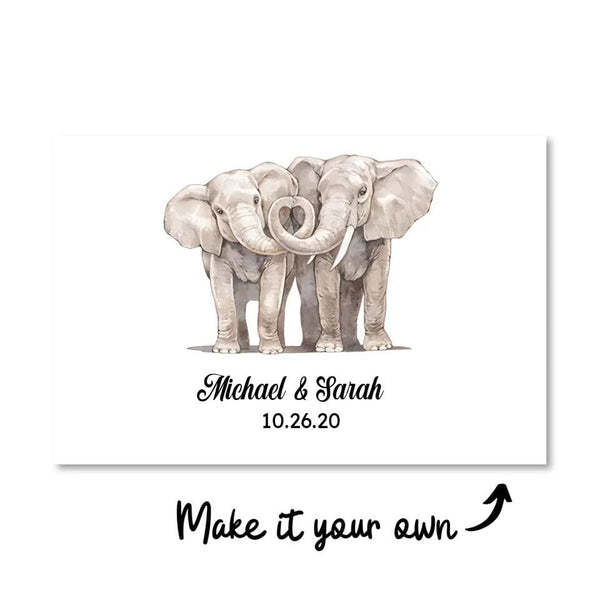 Elephant Love Canvas Customizer Landscape Short / 45 x 30cm / Framed Prints Clock Canvas