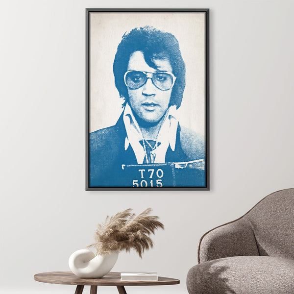 Elvis Mugshot Blue Canvas Art Clock Canvas