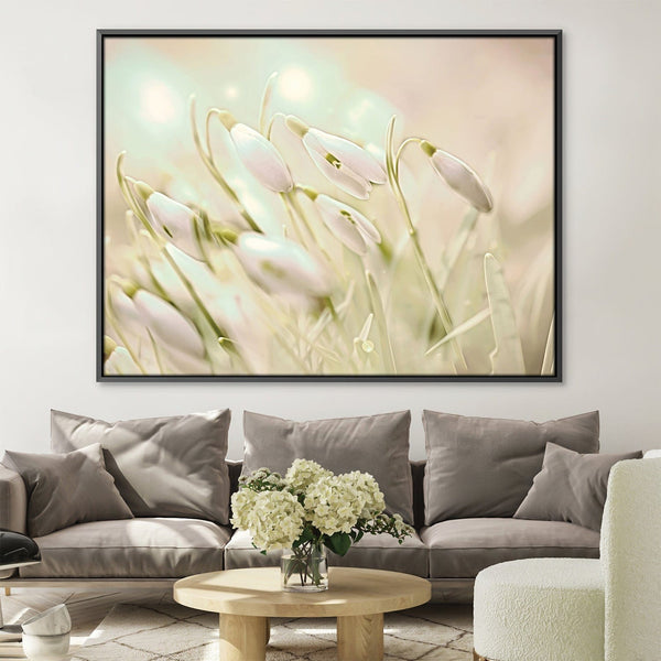 Enchanting Snowdrops Canvas Art 45 x 30cm / Unframed Canvas Print Clock Canvas