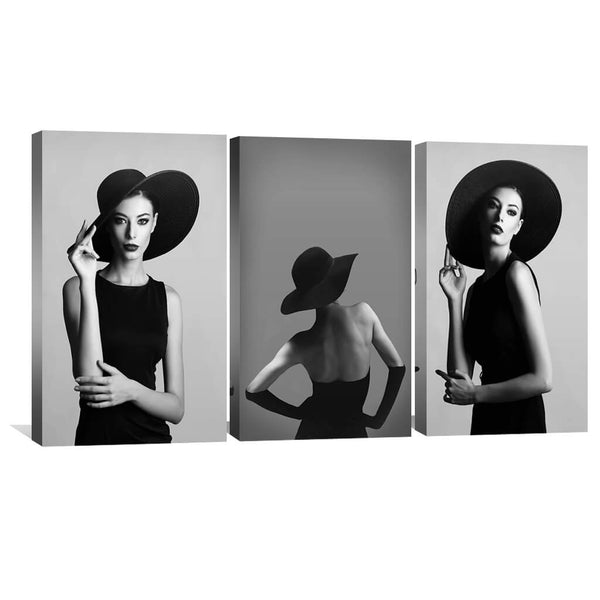 EnVogue Woman Canvas Art Set of 3 / 40 x 60cm / Unframed Canvas Print Clock Canvas