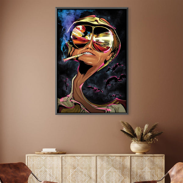 Fear and Loathing Black Canvas Art 30 x 45cm / Unframed Canvas Print Clock Canvas