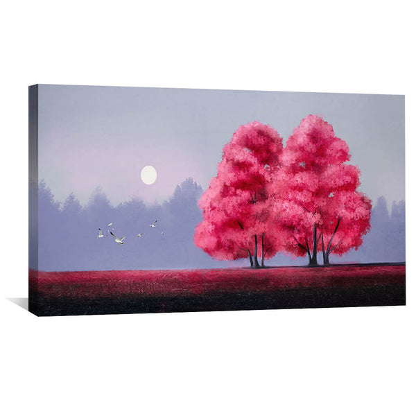 Field of Red Canvas Art 50 x 25cm / Unframed Canvas Print Clock Canvas