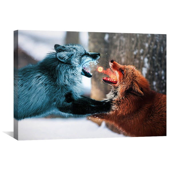 Fire vs Ice Canvas Art 45 x 30cm / Unframed Canvas Print Clock Canvas