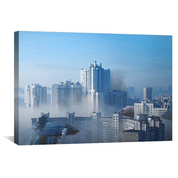 Fish City Canvas Art 45 x 30cm / Unframed Canvas Print Clock Canvas